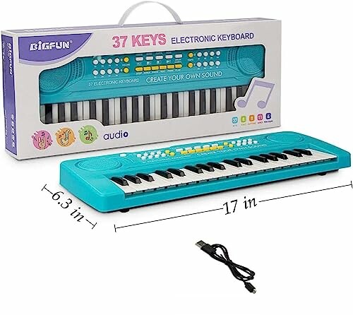 37-key electronic keyboard with packaging and USB cable.