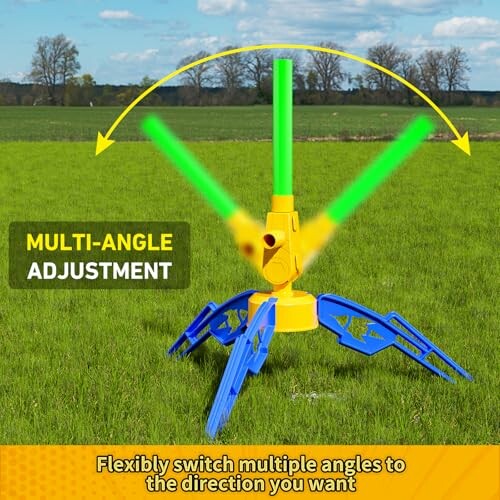 Multi-angle adjustment tool on grass with flexible rotation.